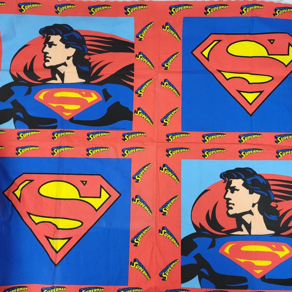 Vtg 1996 DC Comics Superman Pillow Panel Fabric